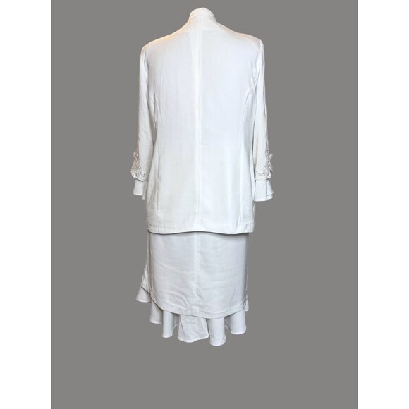 Harmony New York Elegant White 2-Piece Suit  Jacket & Skirt with Embroidered Det - Picture 7 of 14